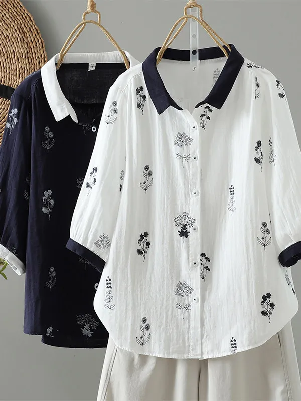 Short Sleeve Cotton Shirt Women's plus Size Artistic Style Fashionable Versatile Print Double Layered Top Breathable Casual Wear
Short Sleeve Cotton Shirt Women's plus Size Artistic Style Fashionable Versatile Print Double Layered Top Breathable Casual Wear
