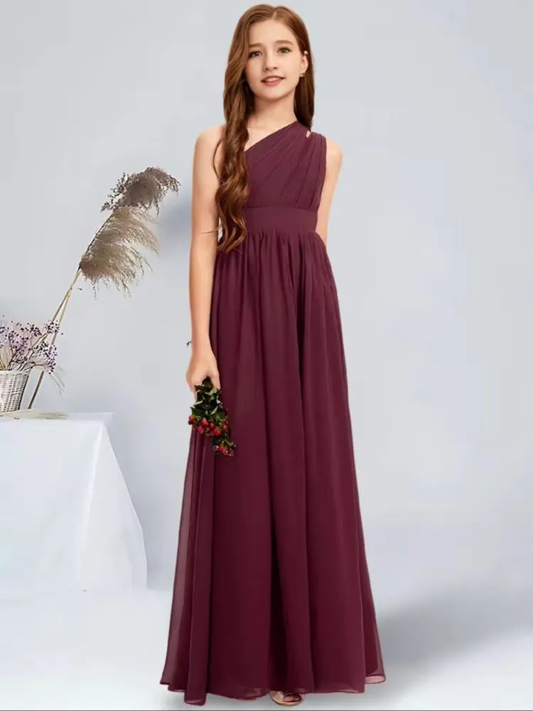 QZL Kids A-line One Shoulder Floor-Length Chiffon Junior Bridesmaid Dress Cabernet Flower Girl Dress Wedding Party Dress Teens
QZL Kids A-line One Shoulder Floor-Length Chiffon Junior Bridesmaid Dress Cabernet Flower Girl Dress Wedding Party Dress Teens