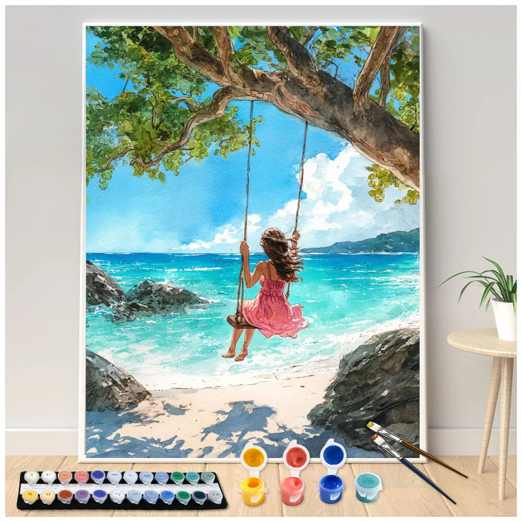 1pc frameless Painting by Numbers Kit DIY Girls swinging on the beach Canvas Art Hand Painting Home Decoration Personality Surpr
1pc frameless Painting by Numbers Kit DIY Girls swinging on the beach Canvas Art Hand Painting Home Decoration Personality Surpr