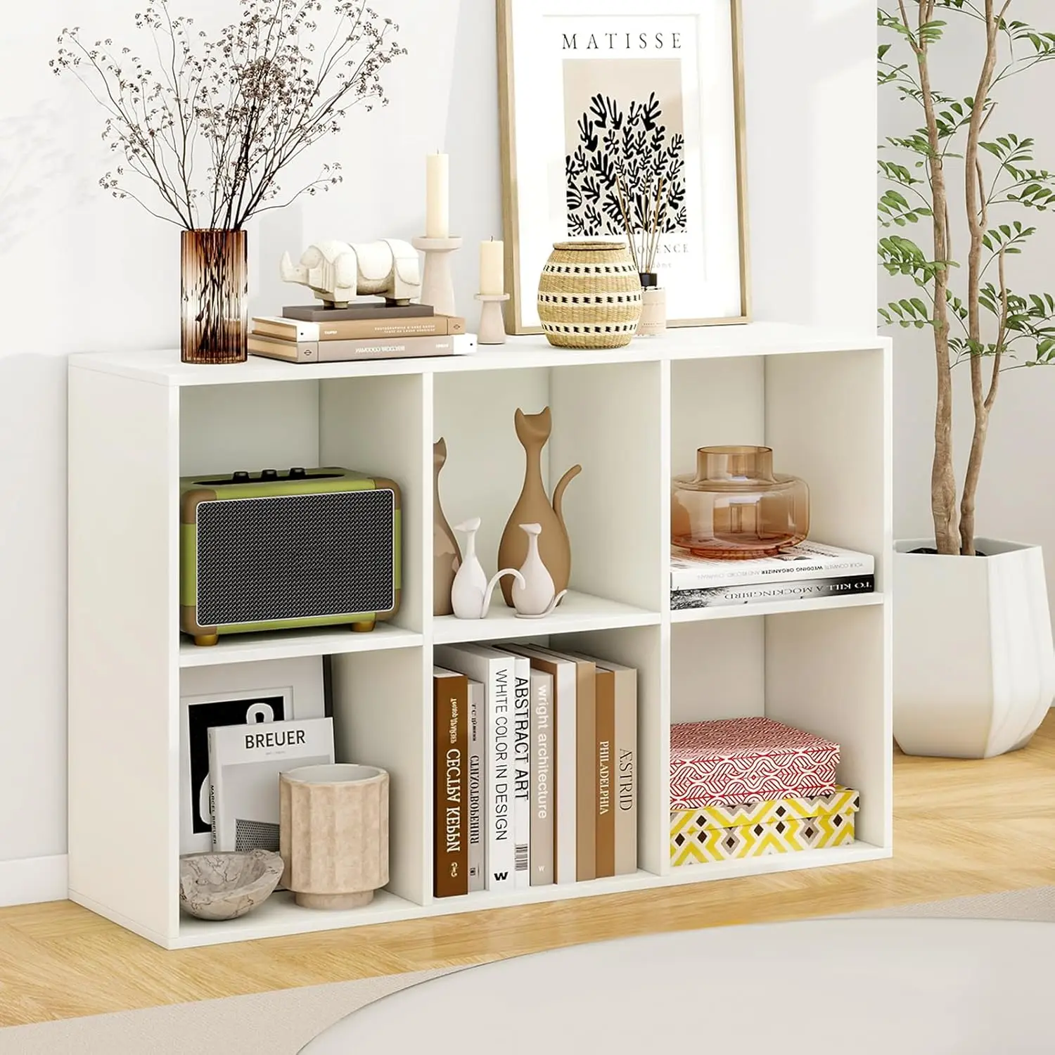 6 Cube Bookcase, 2-Tier White Bookshelf With Anti-Tipping Kits, Wooden Horizontal & Vertical Book Display Shelf,, Customized
6 Cube Bookcase, 2-Tier White Bookshelf With Anti-Tipping Kits, Wooden Horizontal & Vertical Book Display Shelf,, Customized