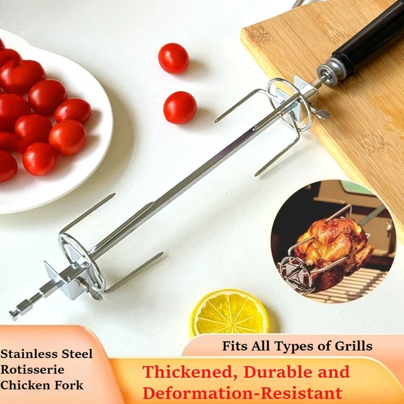 Thickened Stainless Steel BBQ Rotisserie Fork, Durable Chicken Roaster Skewer for All Types of Grills(2pcs set)
Thickened Stainless Steel BBQ Rotisserie Fork, Durable Chicken Roaster Skewer for All Types of Grills(2pcs set)