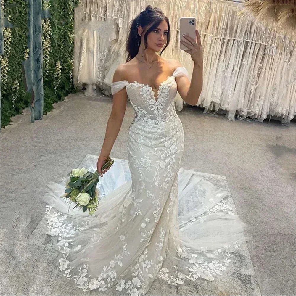 Sexy Mermaid Wedding Dress 2026 Off The Shoulder Flowers Lace Appliques Tulle Birde Bridal Gowns Vestido De Novia
Sexy Mermaid Wedding Dress 2026 Off The Shoulder Flowers Lace Appliques Tulle Birde Bridal Gowns Vestido De Novia