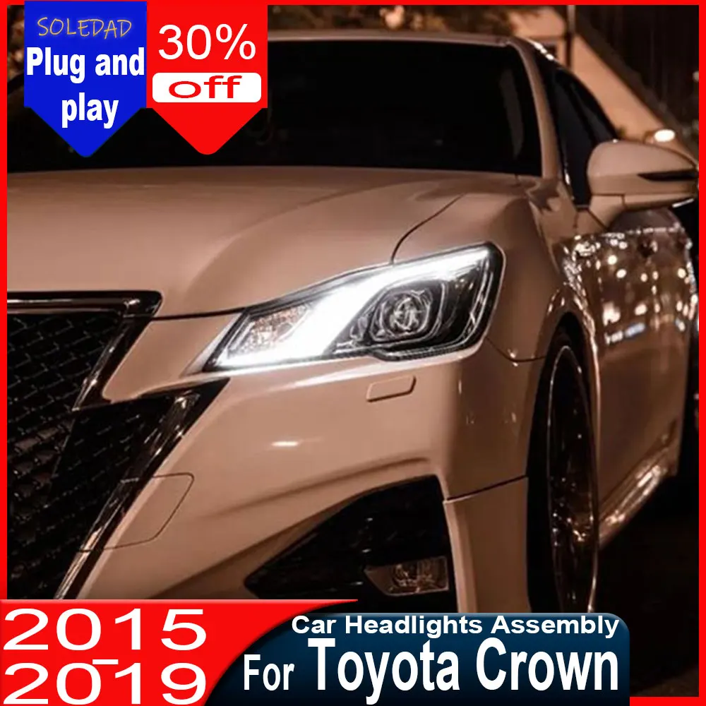 Светодиодные фары для Toyota Crown 2015-2019, светодиодные указатели поворота, линзованные светодиодные дневные ходовые огни, аксессуары для фар
Светодиодные фары для Toyota Crown 2015-2019, светодиодные указатели поворота, линзованные светодиодные дневные ходовые огни, аксессуары для фар