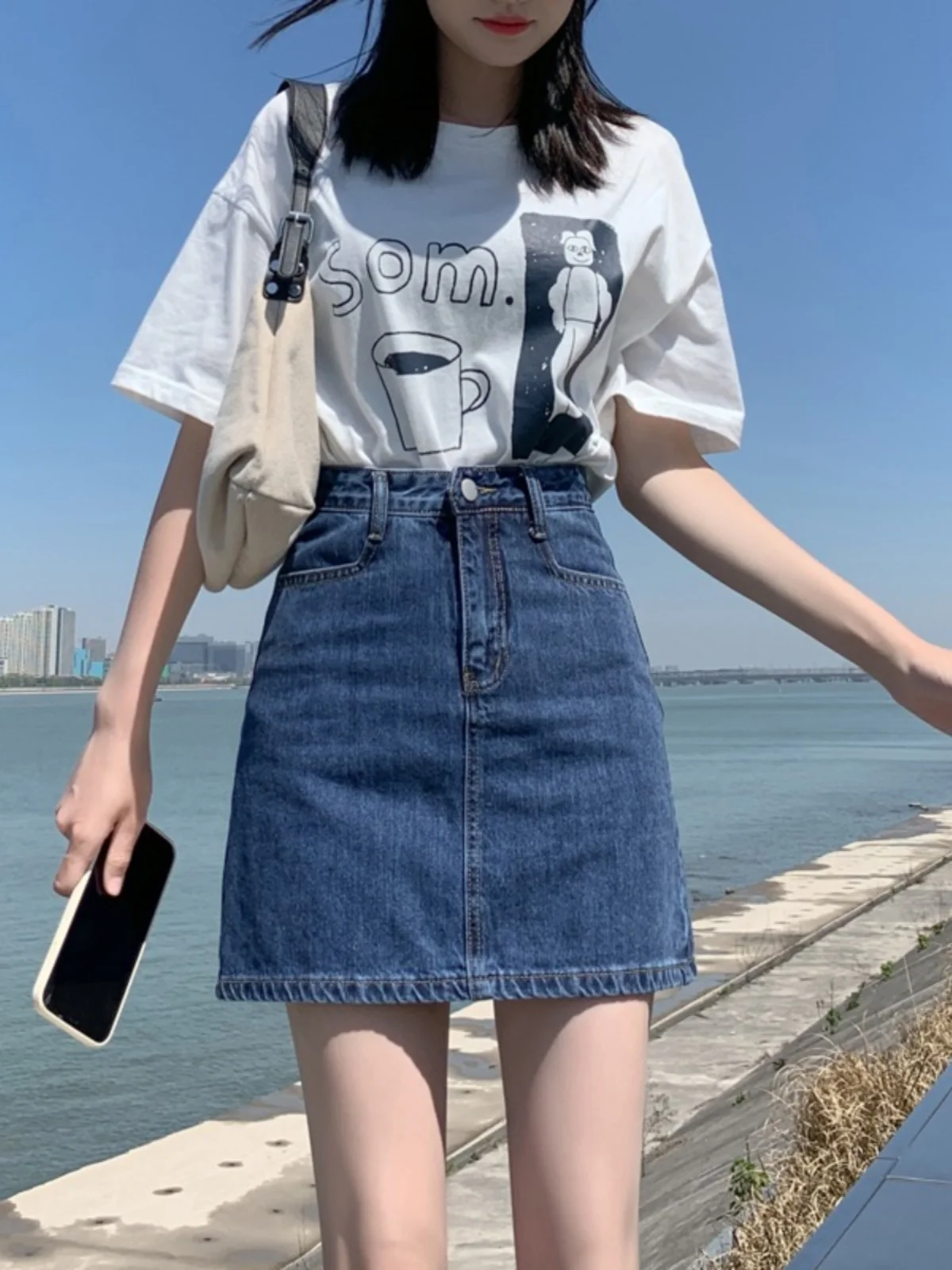 High Waist A-Line Skirt Women's Summer Thin Denim Short Skirts Slimming Sexy Girls Commute Korean Style Pure Color
High Waist A-Line Skirt Women's Summer Thin Denim Short Skirts Slimming Sexy Girls Commute Korean Style Pure Color