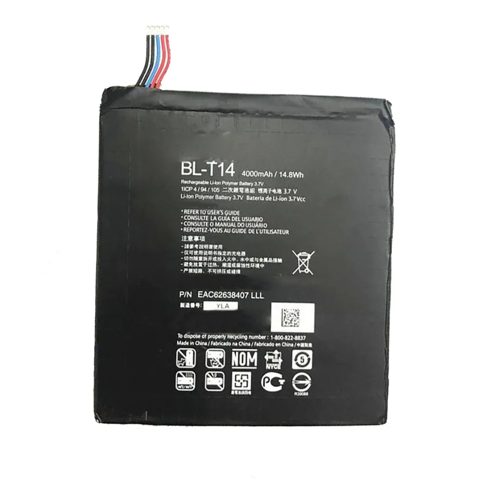 Tablet Battery For LG BL-T14 EAC62638407 / GPad 8.0 / For LG-V490 V490 1ICP4/94/105 3.7V 4200mAh 14.8Wh New
Tablet Battery For LG BL-T14 EAC62638407 / GPad 8.0 / For LG-V490 V490 1ICP4/94/105 3.7V 4200mAh 14.8Wh New