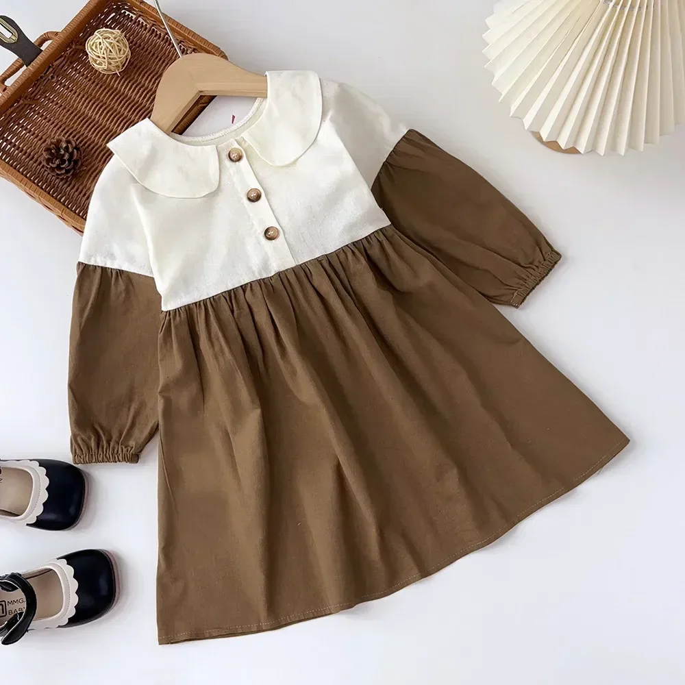 Korean Version Simple Children's Clothing Long Sleeved Lapel Patchwork Dress Spring and Autumn Cotton Girls Casual Dresses
Korean Version Simple Children's Clothing Long Sleeved Lapel Patchwork Dress Spring and Autumn Cotton Girls Casual Dresses