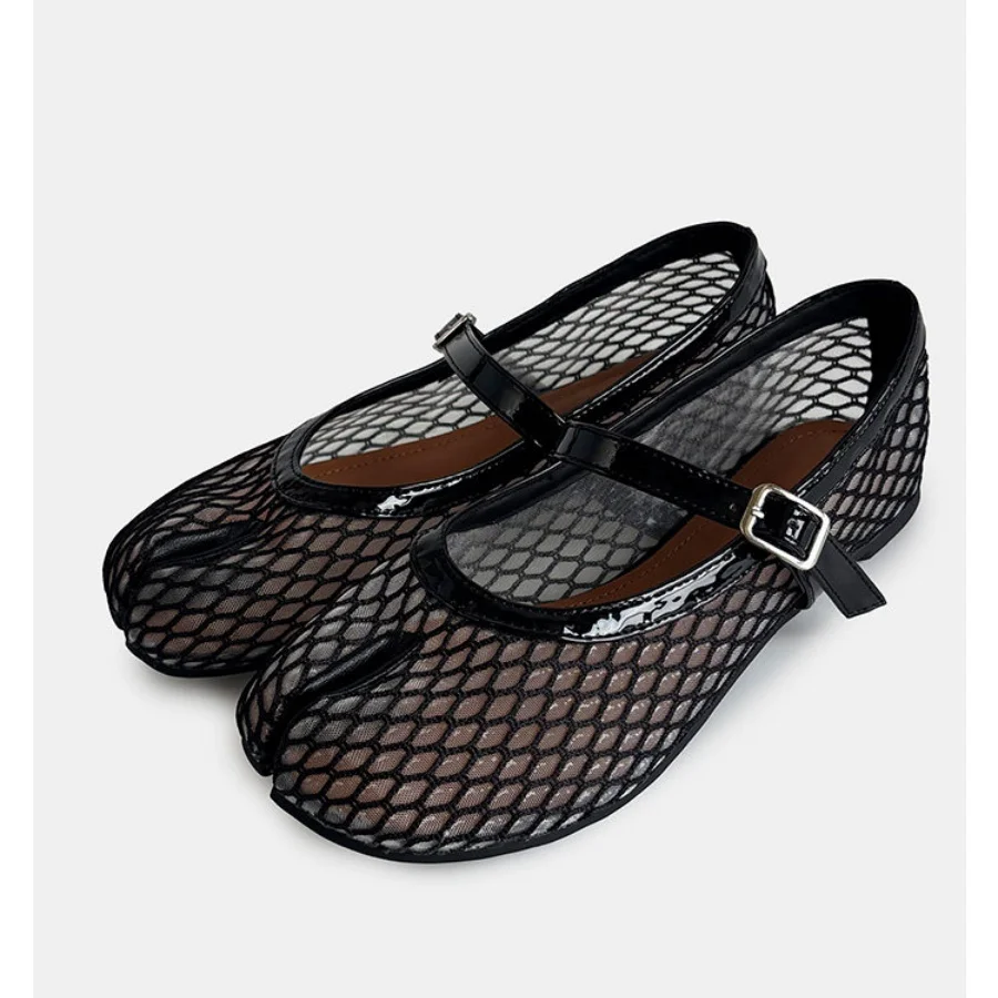 Women Fishnet Mesh Split Toe Mary Jane Flats Black Single Strap Buckle Casual Daily Dress Hollow Shoes
Women Fishnet Mesh Split Toe Mary Jane Flats Black Single Strap Buckle Casual Daily Dress Hollow Shoes