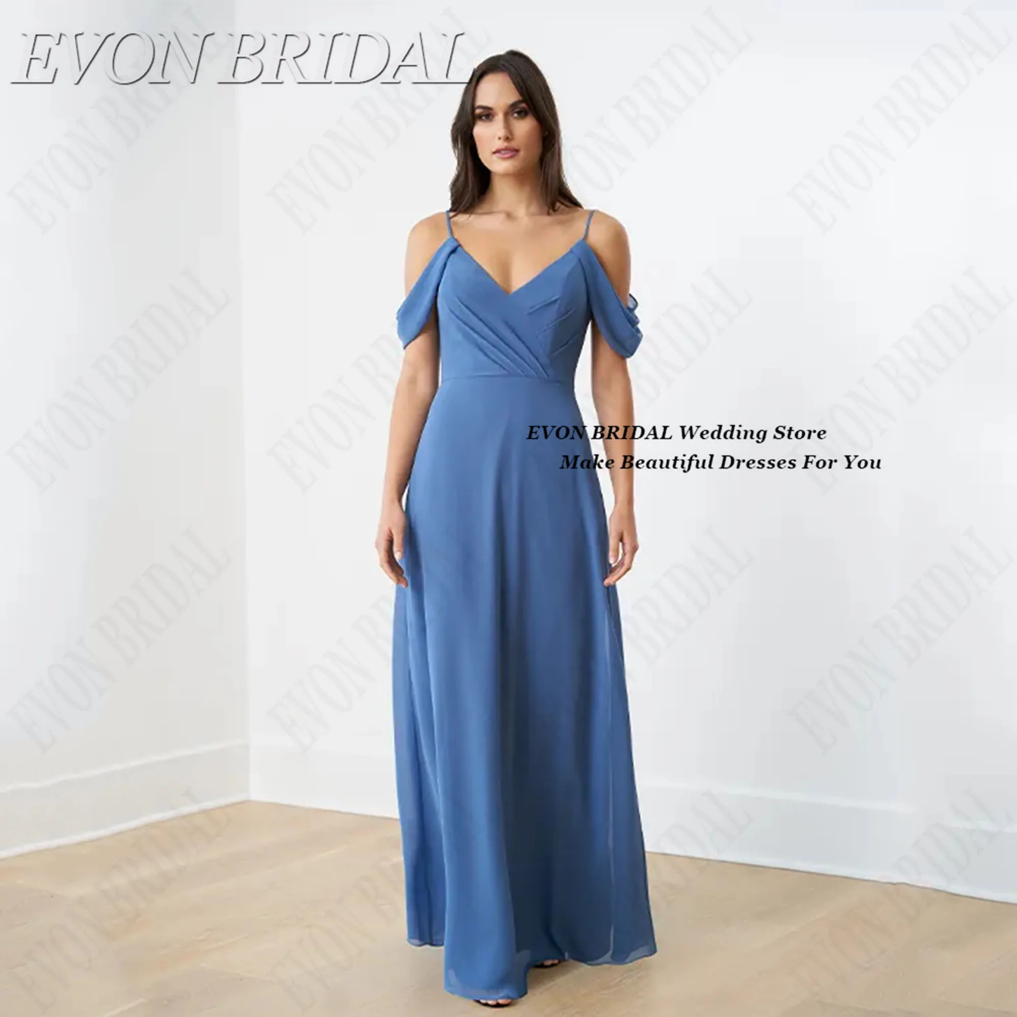 EVON BRIDAL Fashion Blue Evening Party Gowns Elegant Backless Wedding Party Dress Spaghetti Straps Party Prom Dress Customized 
EVON BRIDAL Fashion Blue Evening Party Gowns Elegant Backless Wedding Party Dress Spaghetti Straps Party Prom Dress Customized