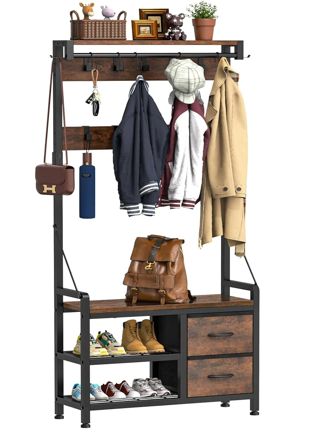 31.5” Entryway Bench with Coat Rack freestanding, 5 in 1 Intelligent Design Shoe Bench and Wall Rack 17, Customized
31.5” Entryway Bench with Coat Rack freestanding, 5 in 1 Intelligent Design Shoe Bench and Wall Rack 17, Customized