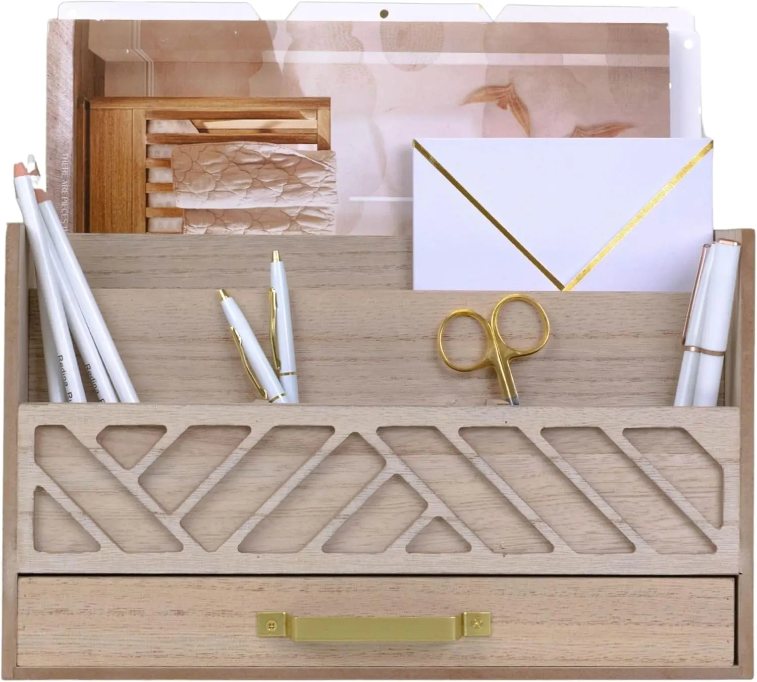 Natural Mail Organizer With Drawer And Gold Handle – Desktop Mail Holder And Office Supplies Storage – Home Office Desk
Natural Mail Organizer With Drawer And Gold Handle – Desktop Mail Holder And Office Supplies Storage – Home Office Desk