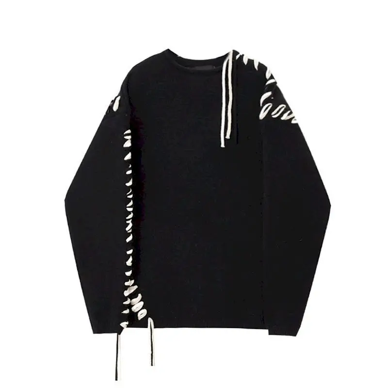 Knitted Pullovers Men Women Fashion Niche Design Sense Drawstring Sweater Men's Loose O-neck Sweaters 2024 Autumn Winter Trend
Knitted Pullovers Men Women Fashion Niche Design Sense Drawstring Sweater Men's Loose O-neck Sweaters 2024 Autumn Winter Trend