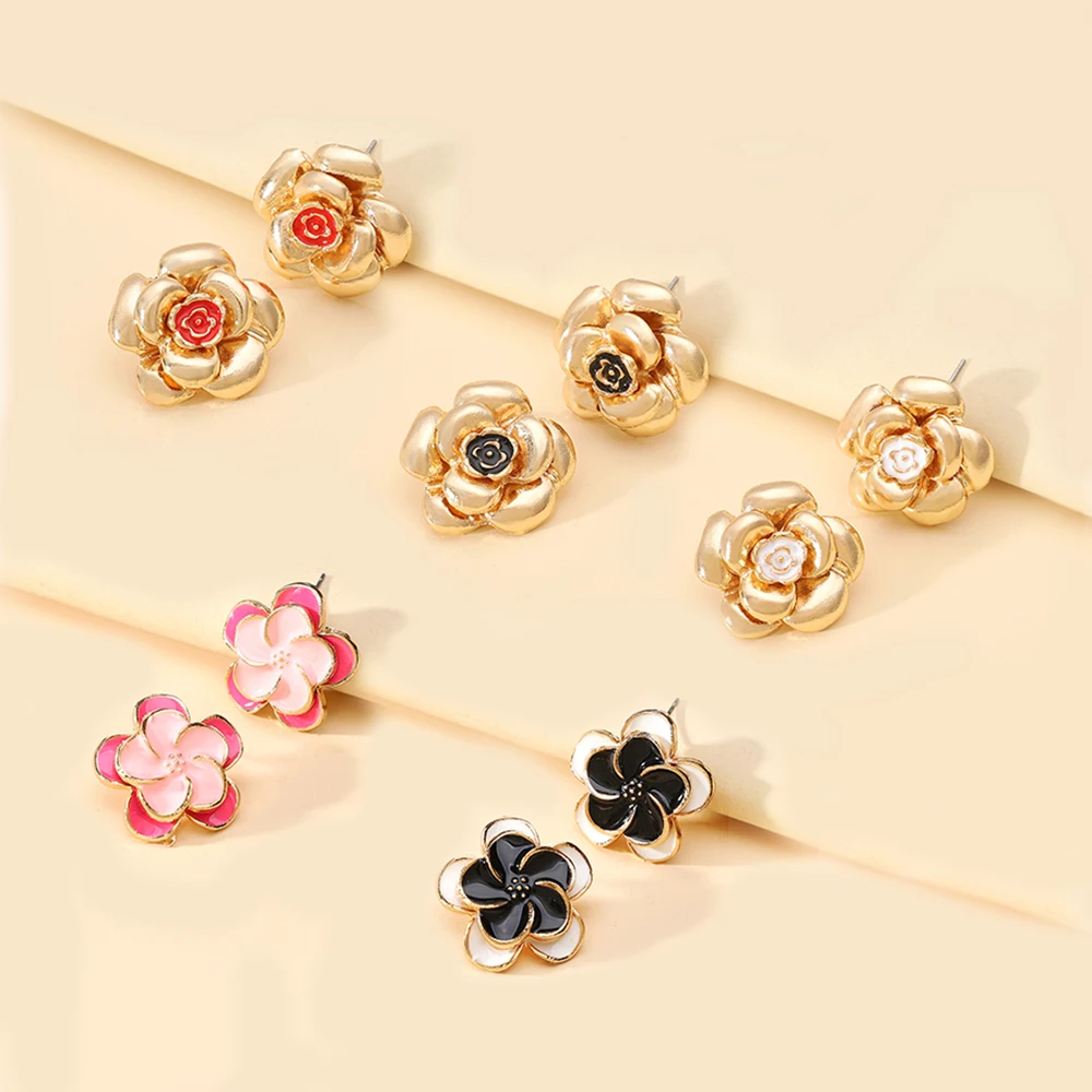 Vintage Gold Color Metal Enamel Flower Stud Earrings for Women Elegant Fashion Jewelry for Party Prom Daily Casual Accessories
Vintage Gold Color Metal Enamel Flower Stud Earrings for Women Elegant Fashion Jewelry for Party Prom Daily Casual Accessories