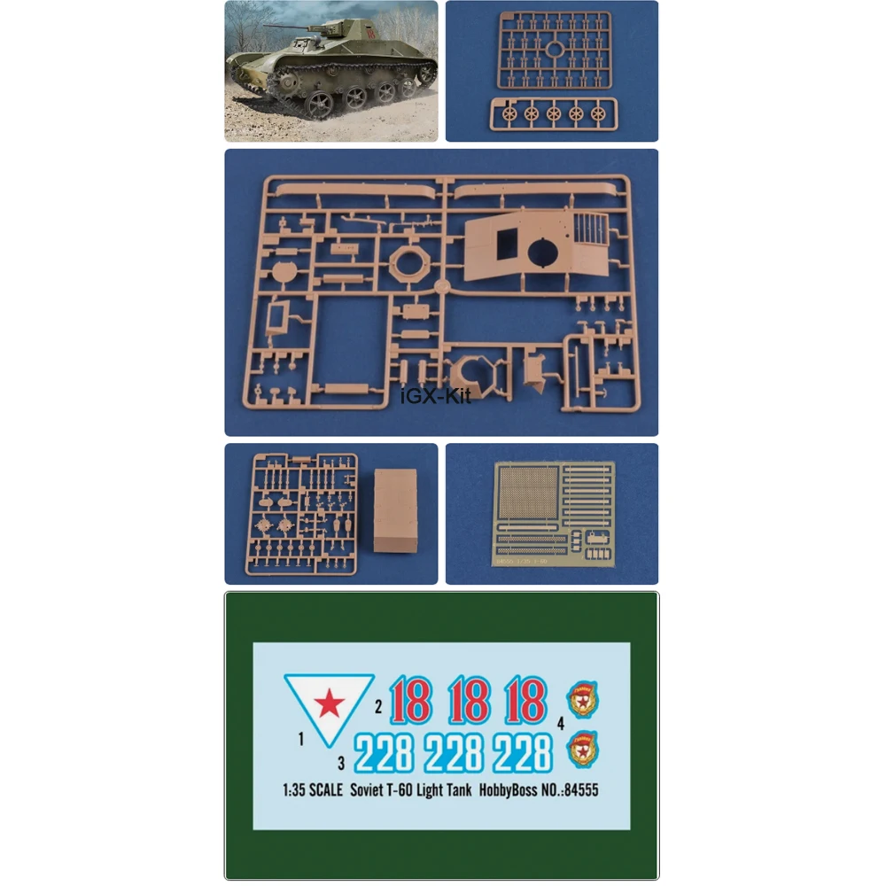 Hobbyboss 84555 Масштабная модель советского легкого танка Т-60 (1/35) — пластиковый конструктор для сборки
Hobbyboss 84555 Масштабная модель советского легкого танка Т-60 (1/35) — пластиковый конструктор для сборки