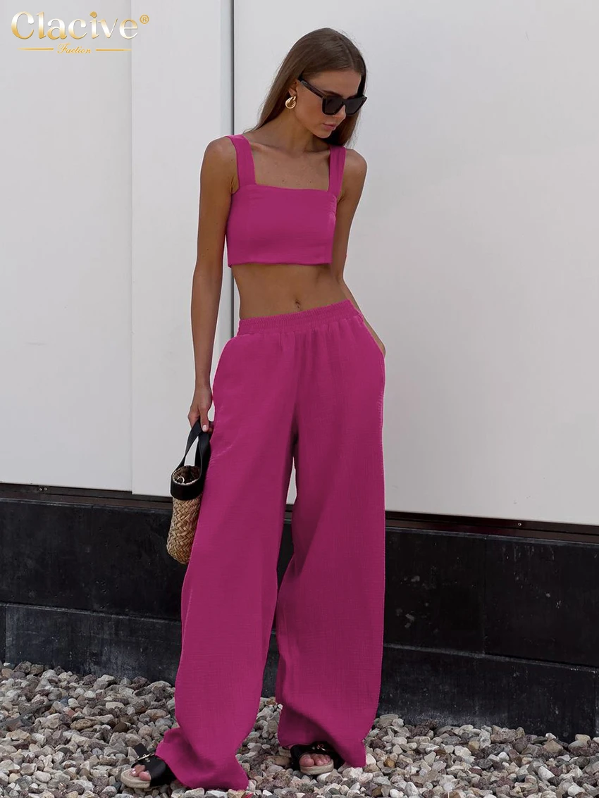 Clacive Summer Loose Pink 2 Piece Sets Women Outfit 2024 Fashion Sleeveless Crop Top With High Waist Wide Pants Set Streetweawr
Clacive Summer Loose Pink 2 Piece Sets Women Outfit 2024 Fashion Sleeveless Crop Top With High Waist Wide Pants Set Streetweawr