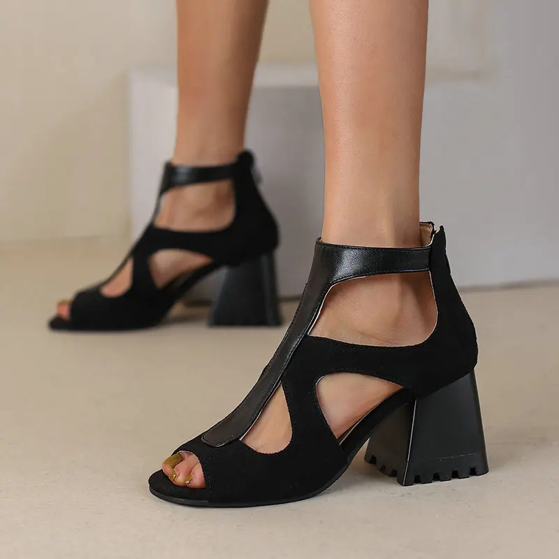 Summer Suede Hollow Leopard Print Roman Sandals Sexy Thick Heel Peep Toe Zip Casual Sandal 40-48 Size Customized Fashion Women
Summer Suede Hollow Leopard Print Roman Sandals Sexy Thick Heel Peep Toe Zip Casual Sandal 40-48 Size Customized Fashion Women