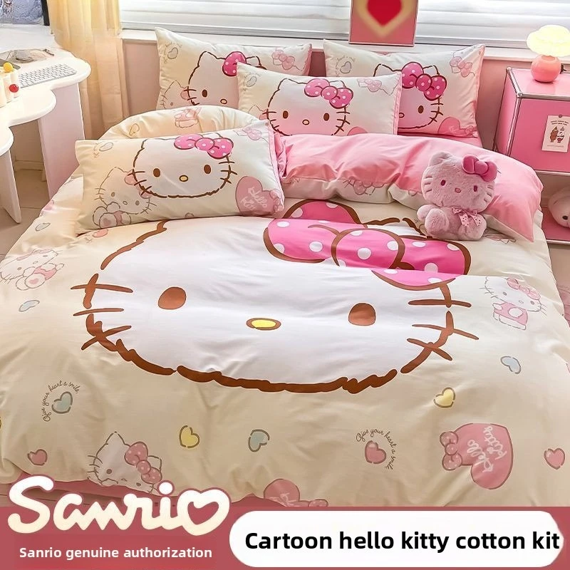 Genuine 100% Cotton Bed Three-piece Set Sanrio Kitty Quilt Cover Bed Sheet Pillowcase Four-piece Set
Genuine 100% Cotton Bed Three-piece Set Sanrio Kitty Quilt Cover Bed Sheet Pillowcase Four-piece Set