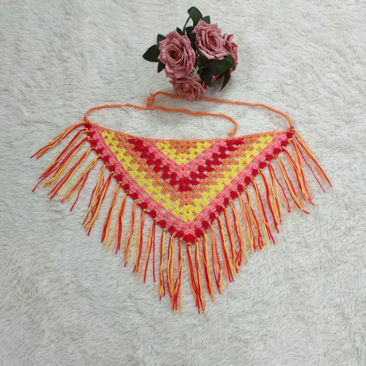 Triangle Tie Handmade Crochet Pannier Scarf for Women,Hip Waist Wrap Belt,Bohemian Knit Head Scarf,Versatile Bandeau&Belly Chain
Triangle Tie Handmade Crochet Pannier Scarf for Women,Hip Waist Wrap Belt,Bohemian Knit Head Scarf,Versatile Bandeau&Belly Chain