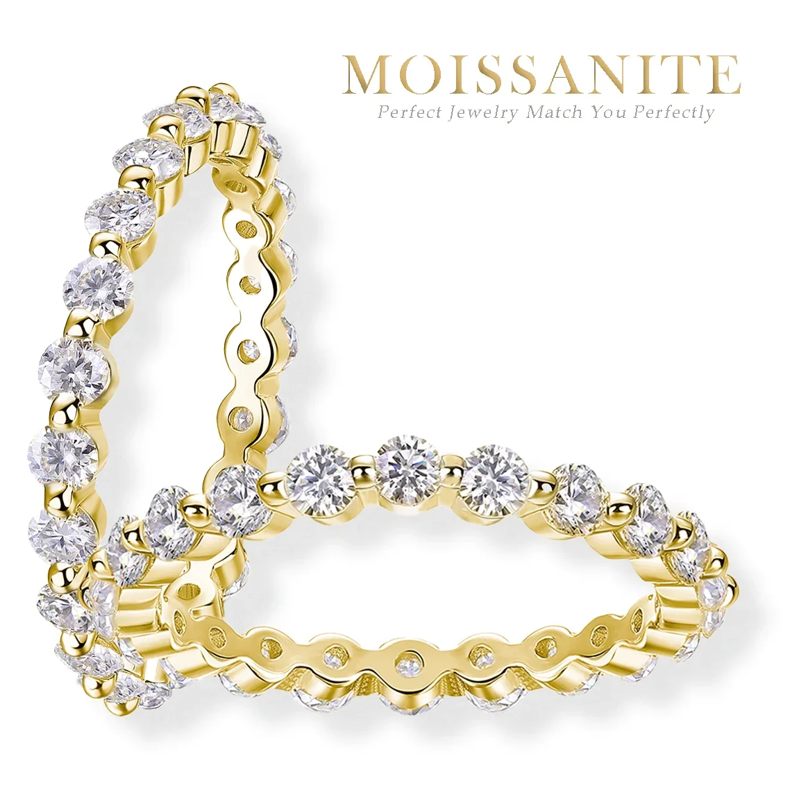 2.5mm Moissanite Eternity Ring for Women, S925 Sterling Silver, Gold-Plated, Hypoallergenic Band - Perfect for Weddings
2.5mm Moissanite Eternity Ring for Women, S925 Sterling Silver, Gold-Plated, Hypoallergenic Band - Perfect for Weddings