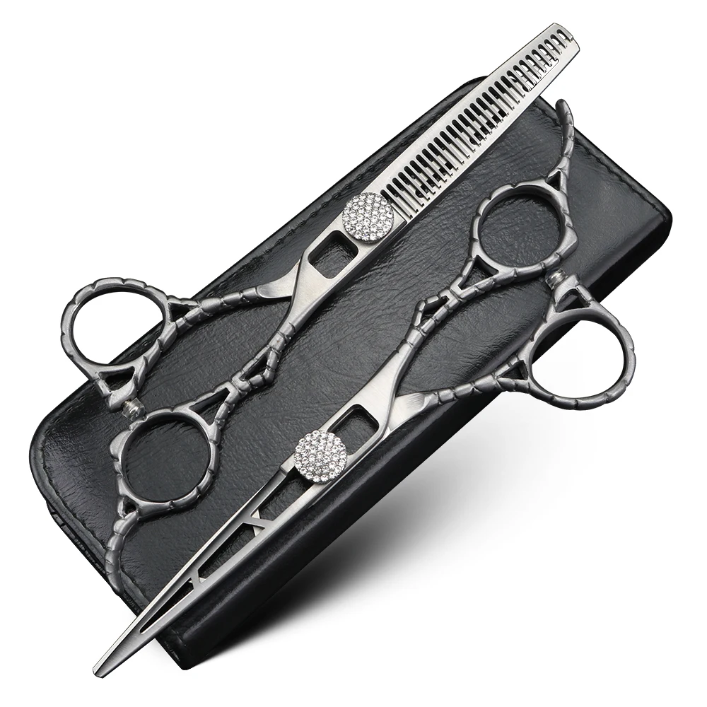 XUANFENG Muscle shaped handle matte hollow hair scissors 6-inch 440C steel barber cutting scissors and thinning scissors
XUANFENG Muscle shaped handle matte hollow hair scissors 6-inch 440C steel barber cutting scissors and thinning scissors