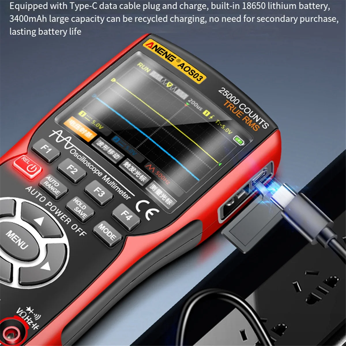 DIDI AOS03 Oscilloscope Multimeter Signal Generator Waveform Output Handheld Battery LCD Screen Display Multimeter
DIDI AOS03 Oscilloscope Multimeter Signal Generator Waveform Output Handheld Battery LCD Screen Display Multimeter