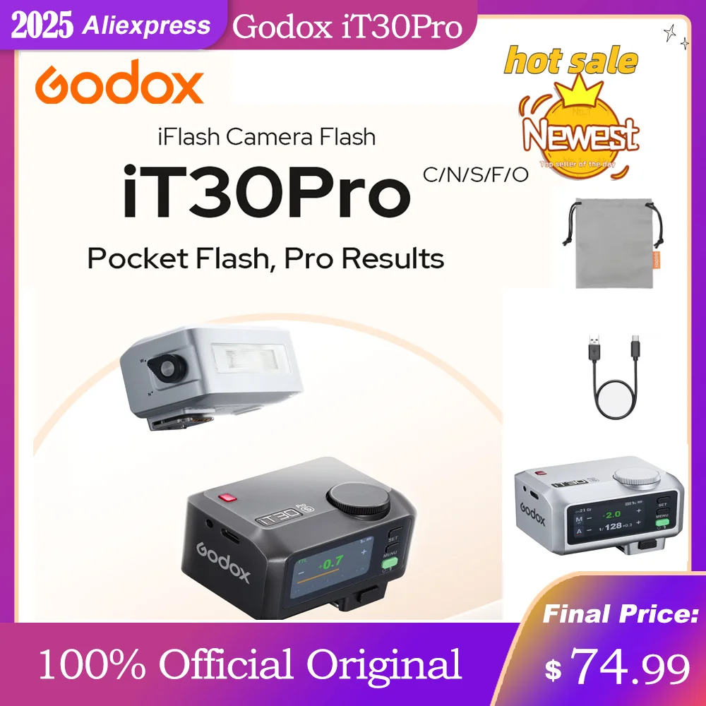 Godox iT30 Pro Mini Camera Flash 2.4G Wireless on Camera Flash Photography Accessories For Canon Nikon Sony Fuji Olympus
Godox iT30 Pro Mini Camera Flash 2.4G Wireless on Camera Flash Photography Accessories For Canon Nikon Sony Fuji Olympus