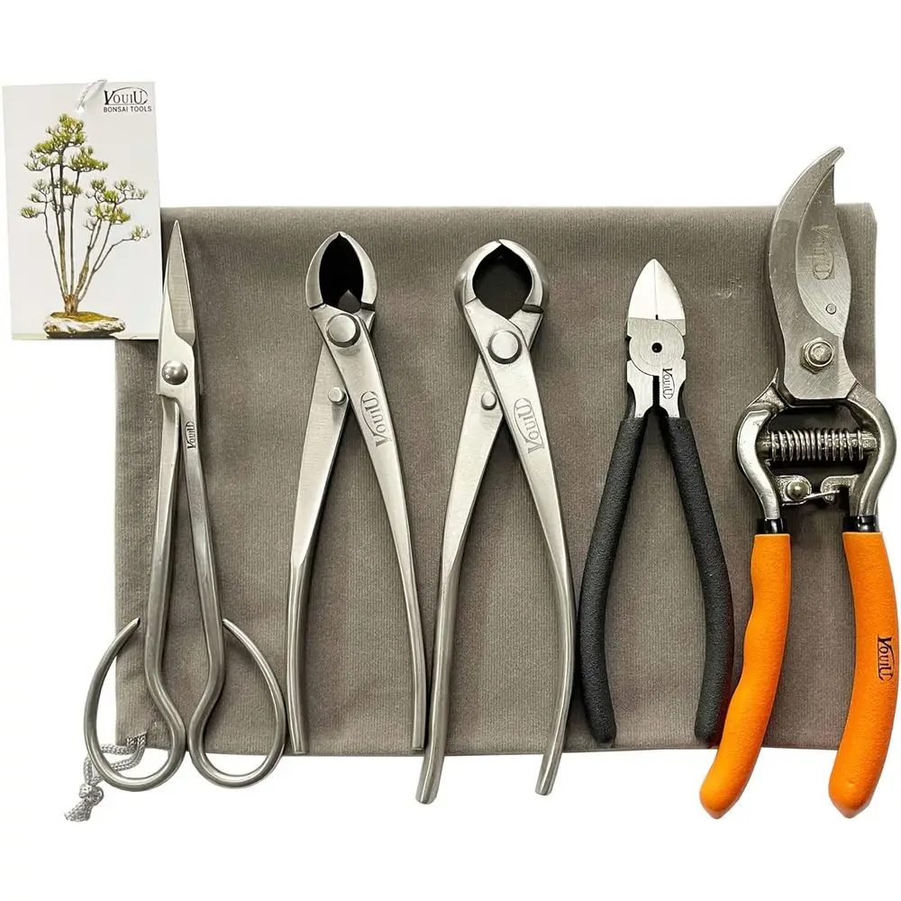 Essential 5-Tool Bonsai Kit: Pruning Scissors, Concave Trimmer, Bark Remover, Wire Cutting Tool
Essential 5-Tool Bonsai Kit: Pruning Scissors, Concave Trimmer, Bark Remover, Wire Cutting Tool