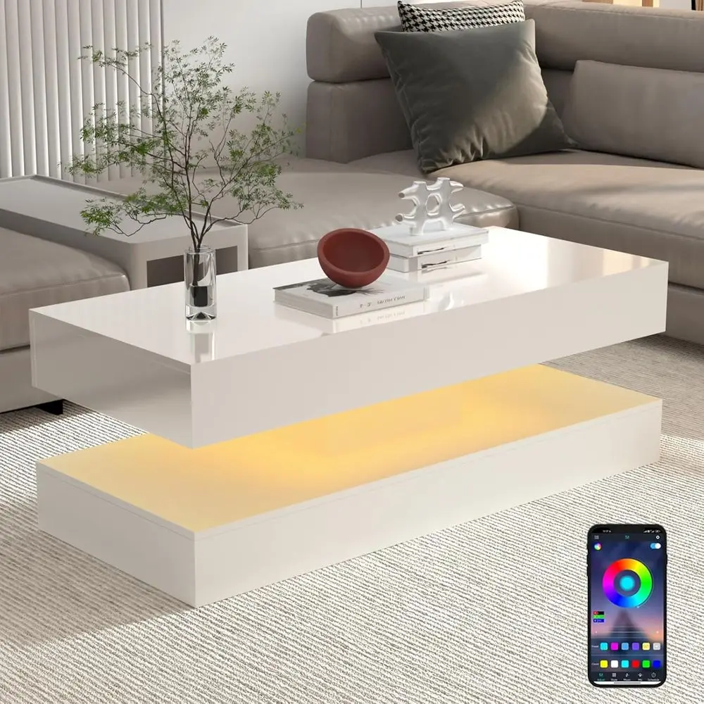 47.3in Large High Glossy LED Coee Table with 2 Storage Ders,Black/White ern Coee Tables or Living Room,Living Room Tables,APP LE
47.3in Large High Glossy LED Coee Table with 2 Storage Ders,Black/White ern Coee Tables or Living Room,Living Room Tables,APP LE