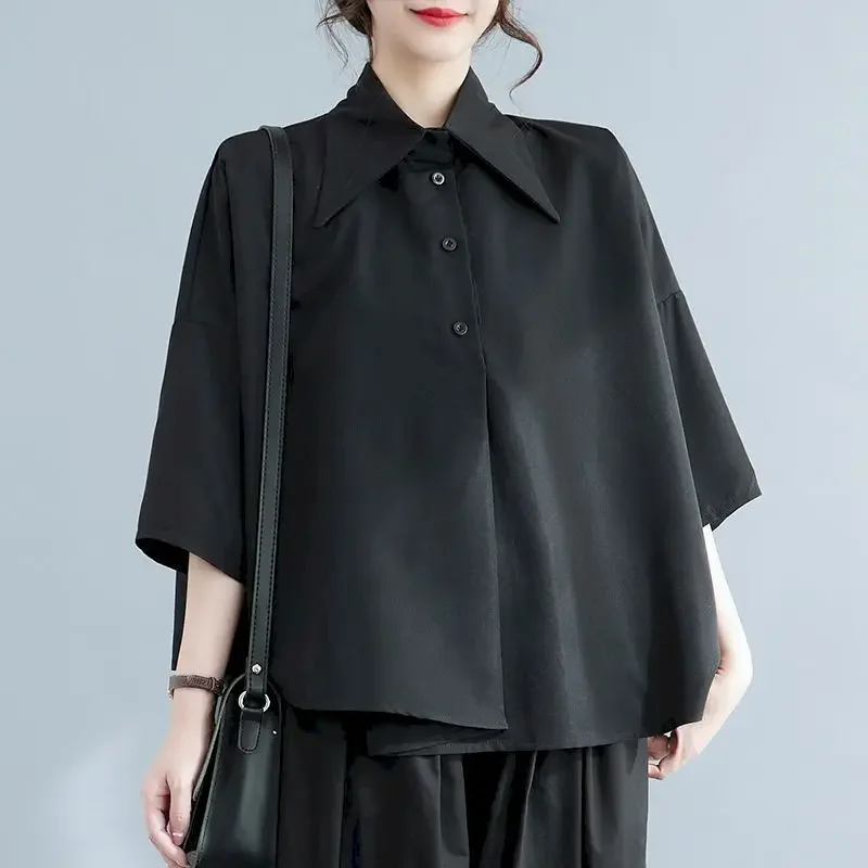 Fashion Design Shirts Women Casual Loose Short Sleeve Blouses Personalized Design Sense Niche Mid Length Shirt Summer Trend Thin
Fashion Design Shirts Women Casual Loose Short Sleeve Blouses Personalized Design Sense Niche Mid Length Shirt Summer Trend Thin