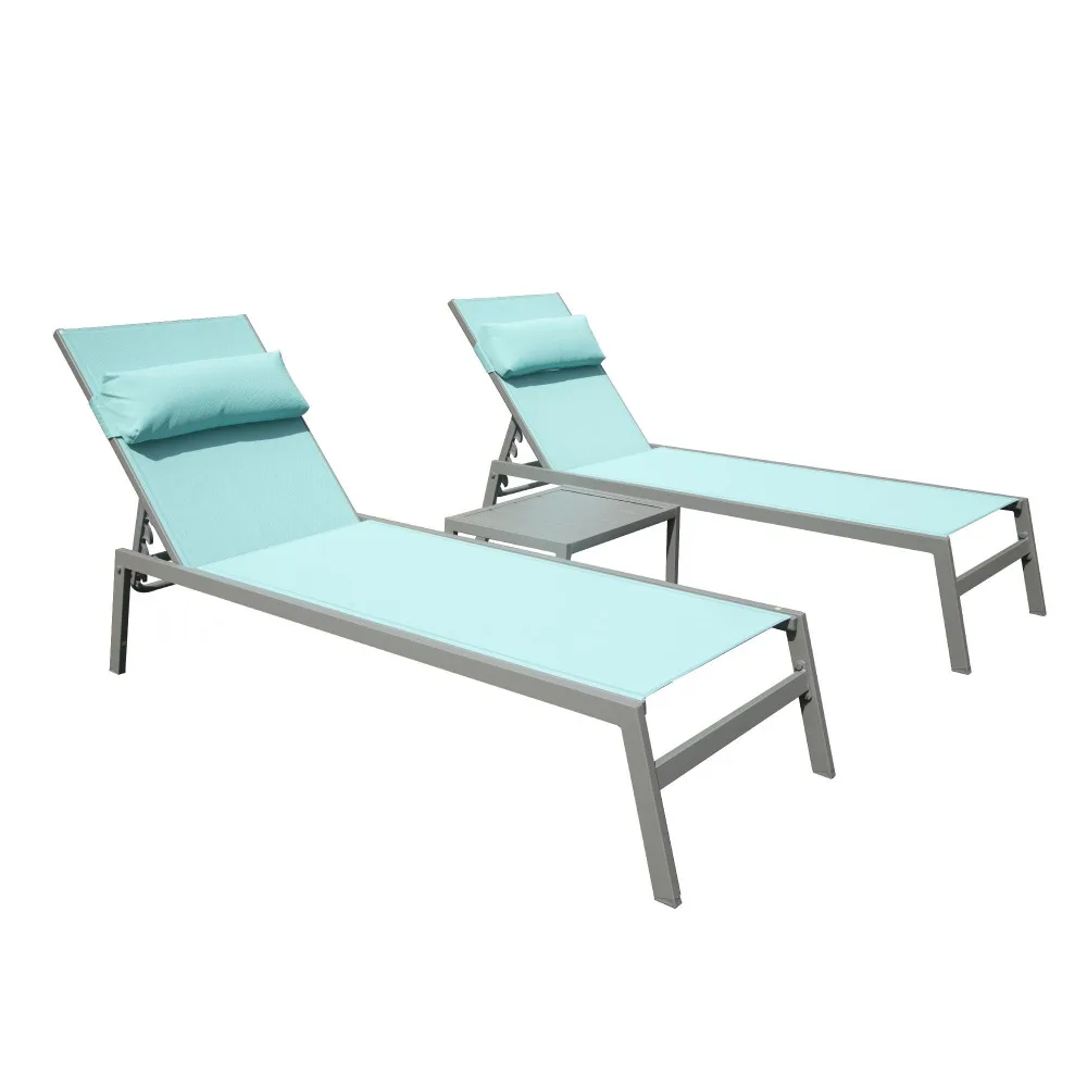 Patio Chaise Lounge Set of 3, Aluminum Pool Lounge Chairs with Side Table, for Poolside, Beach, Yard, Balcony, Outdoor Chaise
Patio Chaise Lounge Set of 3, Aluminum Pool Lounge Chairs with Side Table, for Poolside, Beach, Yard, Balcony, Outdoor Chaise