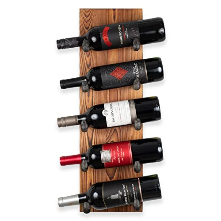 Alicante Wall Mounted Reclaimed Wood Vertical Wine Rack Holder Shelf Organizer with Railroad Spike Cast Iron Hooks for 5 Bottle
Alicante Wall Mounted Reclaimed Wood Vertical Wine Rack Holder Shelf Organizer with Railroad Spike Cast Iron Hooks for 5 Bottle