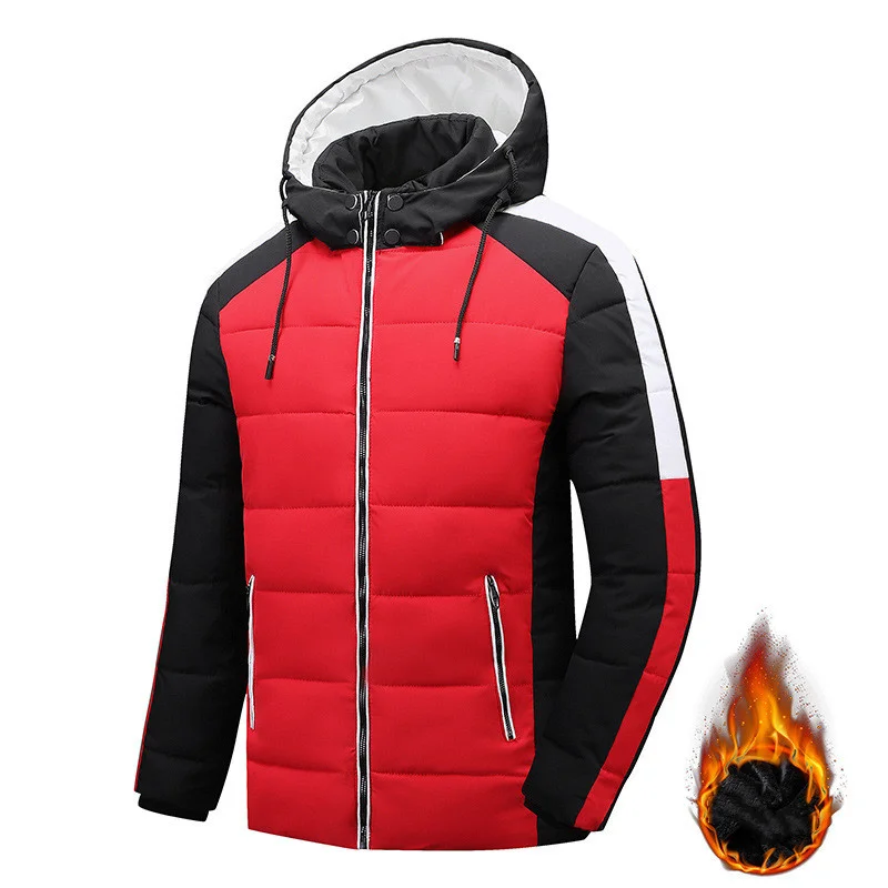 Men's Winter Casual Down Cotton Padded Jacket Color Contrast Thick Warm Hooded Coat for Male
Men's Winter Casual Down Cotton Padded Jacket Color Contrast Thick Warm Hooded Coat for Male