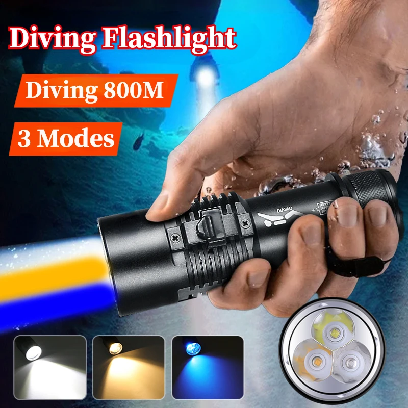 Professional LED Diving Flashlight IPX8 Waterproof Diving Torch XHP160 Underwater Lantern with 3 Lighting Source for Fishing
Professional LED Diving Flashlight IPX8 Waterproof Diving Torch XHP160 Underwater Lantern with 3 Lighting Source for Fishing