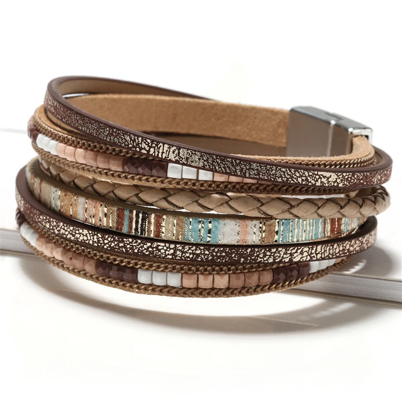 New Bohemian Bracelet Handwoven Leather Bracelet Alloy Magnetic Buckle Men's and Women's Fashion Bracelet Jewelry Gift
New Bohemian Bracelet Handwoven Leather Bracelet Alloy Magnetic Buckle Men's and Women's Fashion Bracelet Jewelry Gift