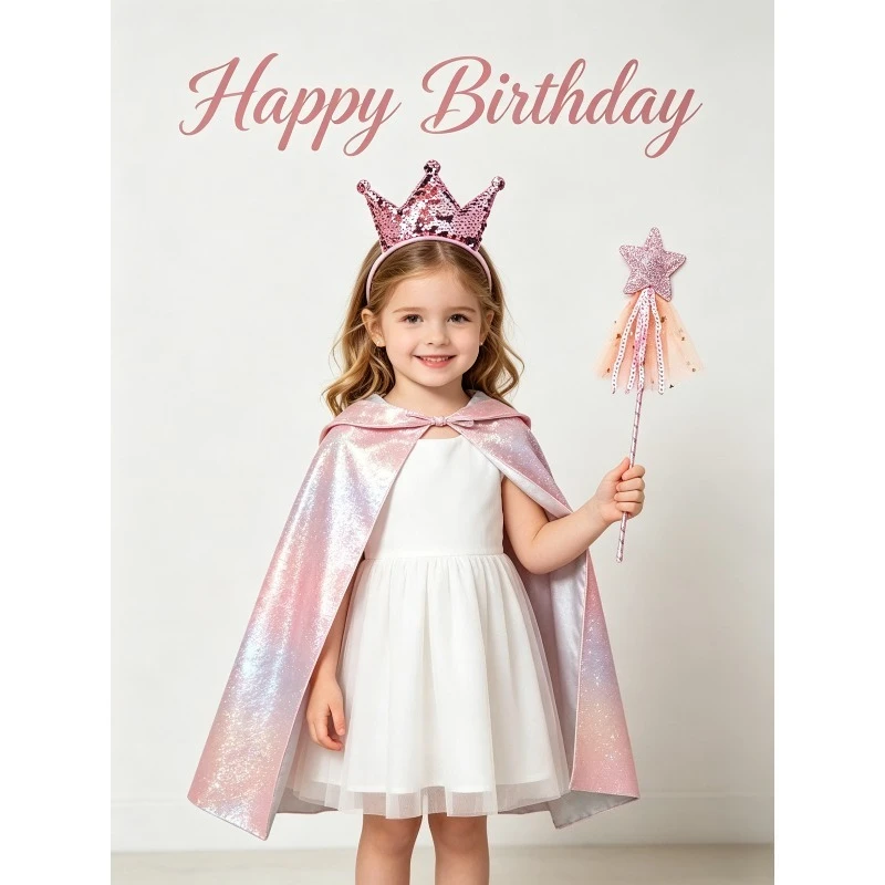 3Pcs Sequined Cape Set with Crown Headband and Star Wand for Birthday Party Carnival Cosplay Fancy Dress Up Princess Cloak
3Pcs Sequined Cape Set with Crown Headband and Star Wand for Birthday Party Carnival Cosplay Fancy Dress Up Princess Cloak