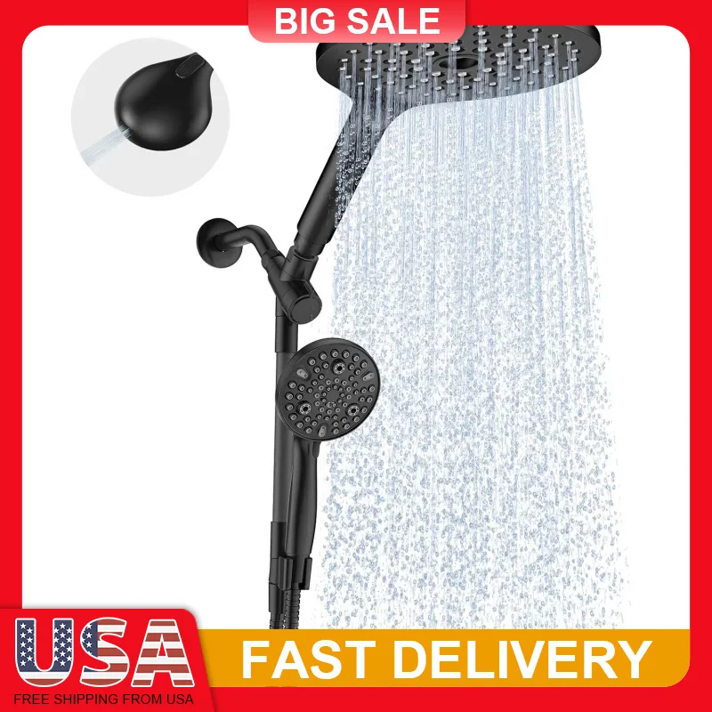 Dual Shower Head Combo 8 Inch Rainfall and 10 Mode Handheld with Power Wash Adjustable 59 Inch Hose for Spa Bathroom
Dual Shower Head Combo 8 Inch Rainfall and 10 Mode Handheld with Power Wash Adjustable 59 Inch Hose for Spa Bathroom