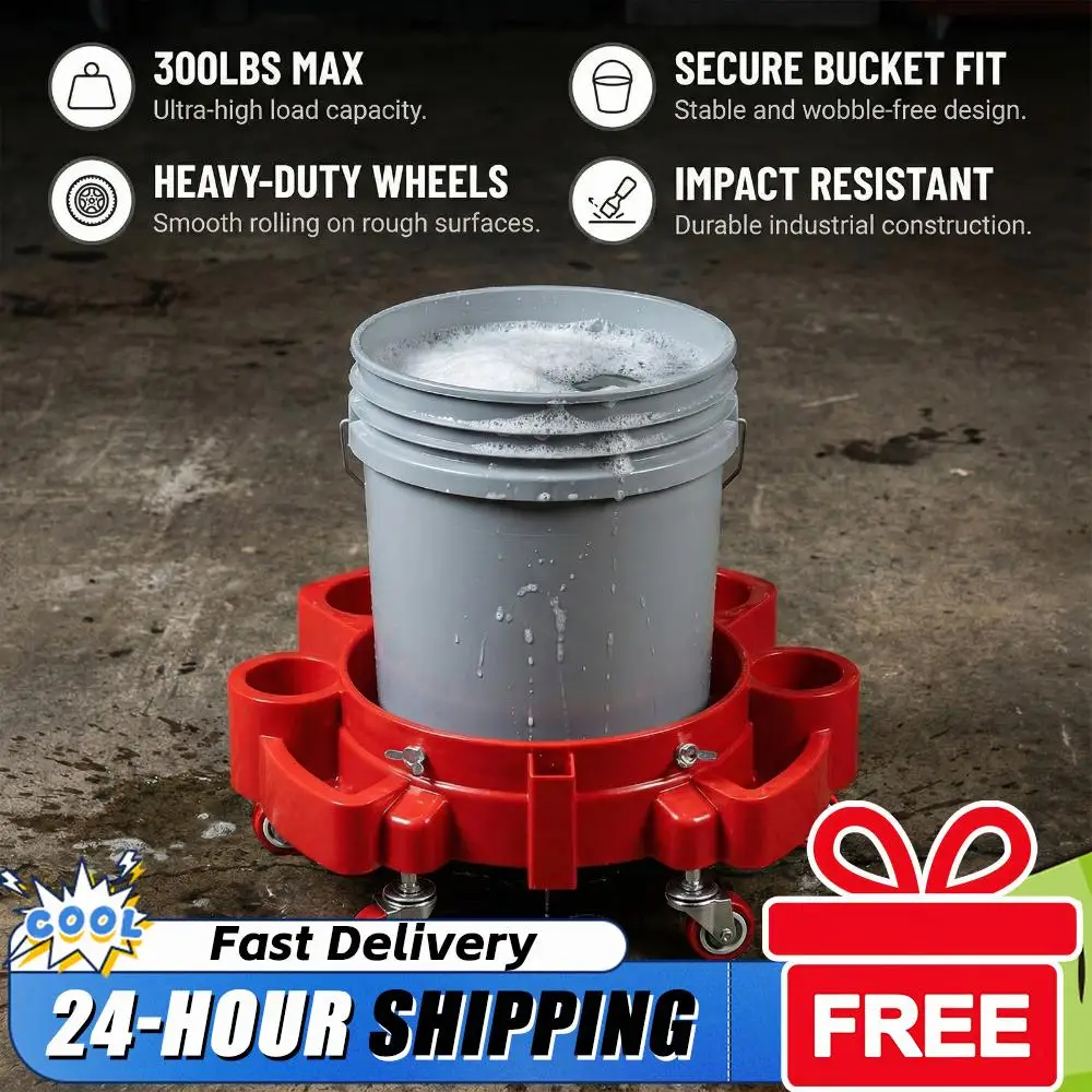 Car Wash Bucket with 5 Wheels and 2 Locking Casters Heavy Duty Car Wash Bucket Dolly Compatible with 3.5 To 5 Gallon Buckets
Car Wash Bucket with 5 Wheels and 2 Locking Casters Heavy Duty Car Wash Bucket Dolly Compatible with 3.5 To 5 Gallon Buckets