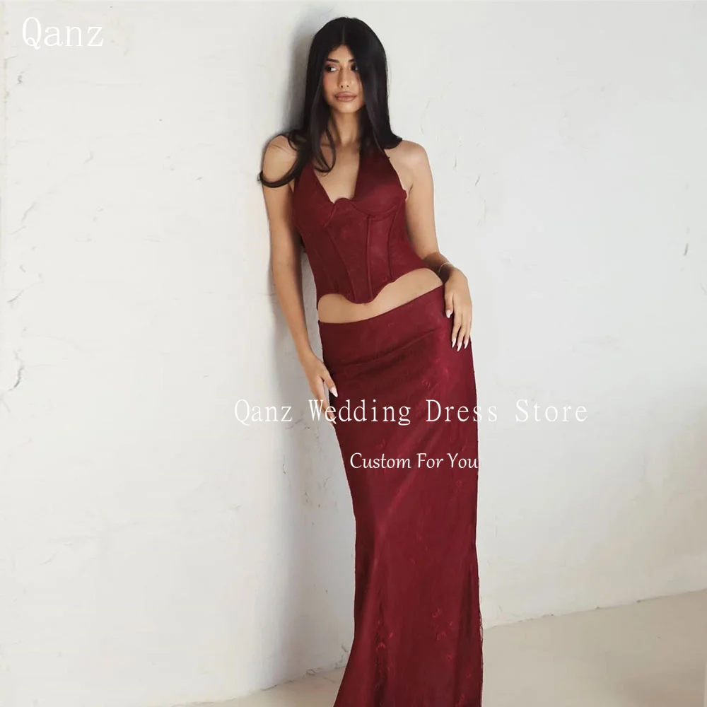 Qanz Modern Women Evening Dress Mermaid Burgundy Lace Appliques Wedding Guest Dresses 2 Pieces Vestidos De Fiesta Customized
Qanz Modern Women Evening Dress Mermaid Burgundy Lace Appliques Wedding Guest Dresses 2 Pieces Vestidos De Fiesta Customized