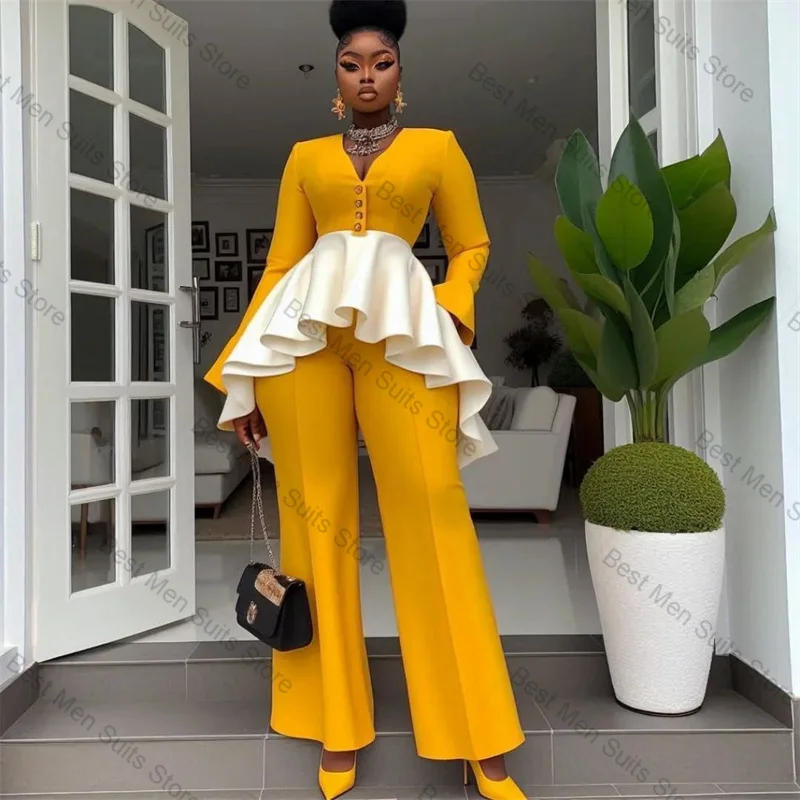 Yellow White Women Suit Pants Set 2 Pcs Blazer+Trousers Splicing Colors Formal Office Jacket Customized Wedding Tuxedo Prom Coat
Yellow White Women Suit Pants Set 2 Pcs Blazer+Trousers Splicing Colors Formal Office Jacket Customized Wedding Tuxedo Prom Coat