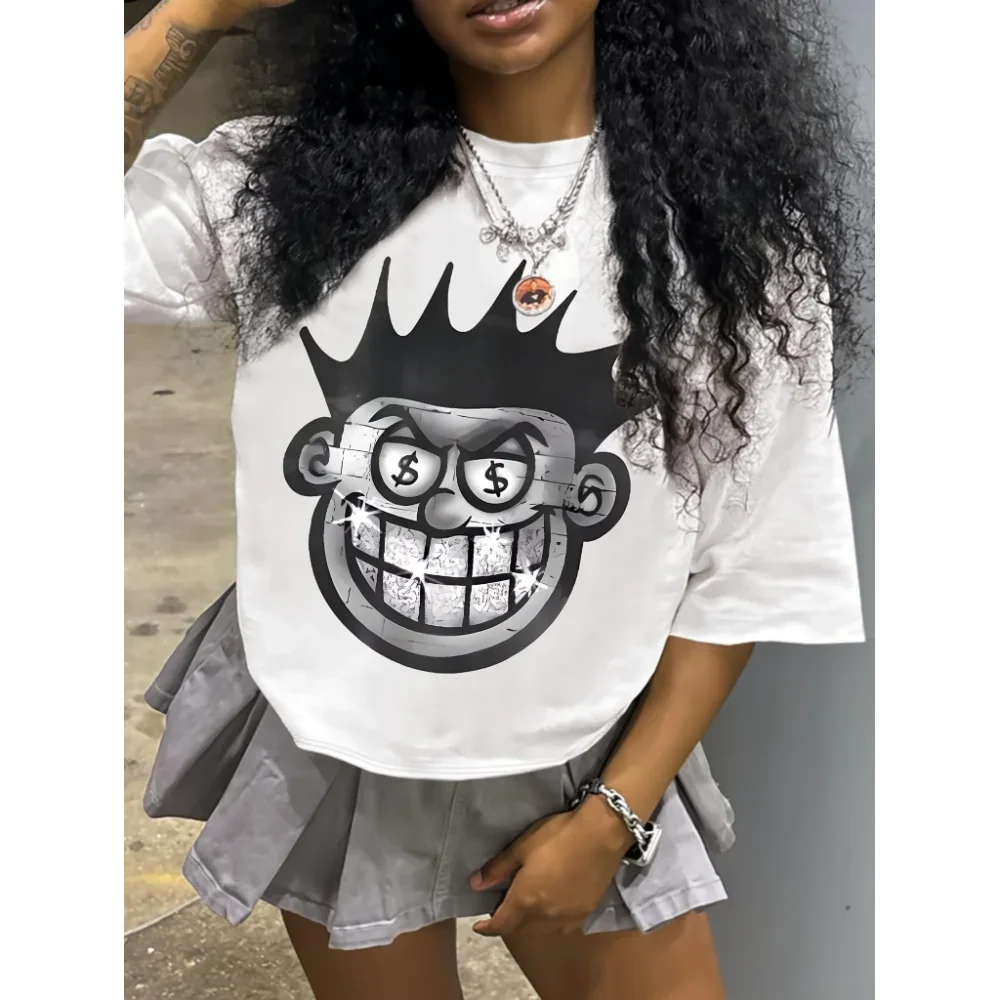 Fashionable American Ins Retro Big Face Printed Women's T-shirt Spring Summer Y2K Niche Personality Street Fashion Women's Tops
Fashionable American Ins Retro Big Face Printed Women's T-shirt Spring Summer Y2K Niche Personality Street Fashion Women's Tops