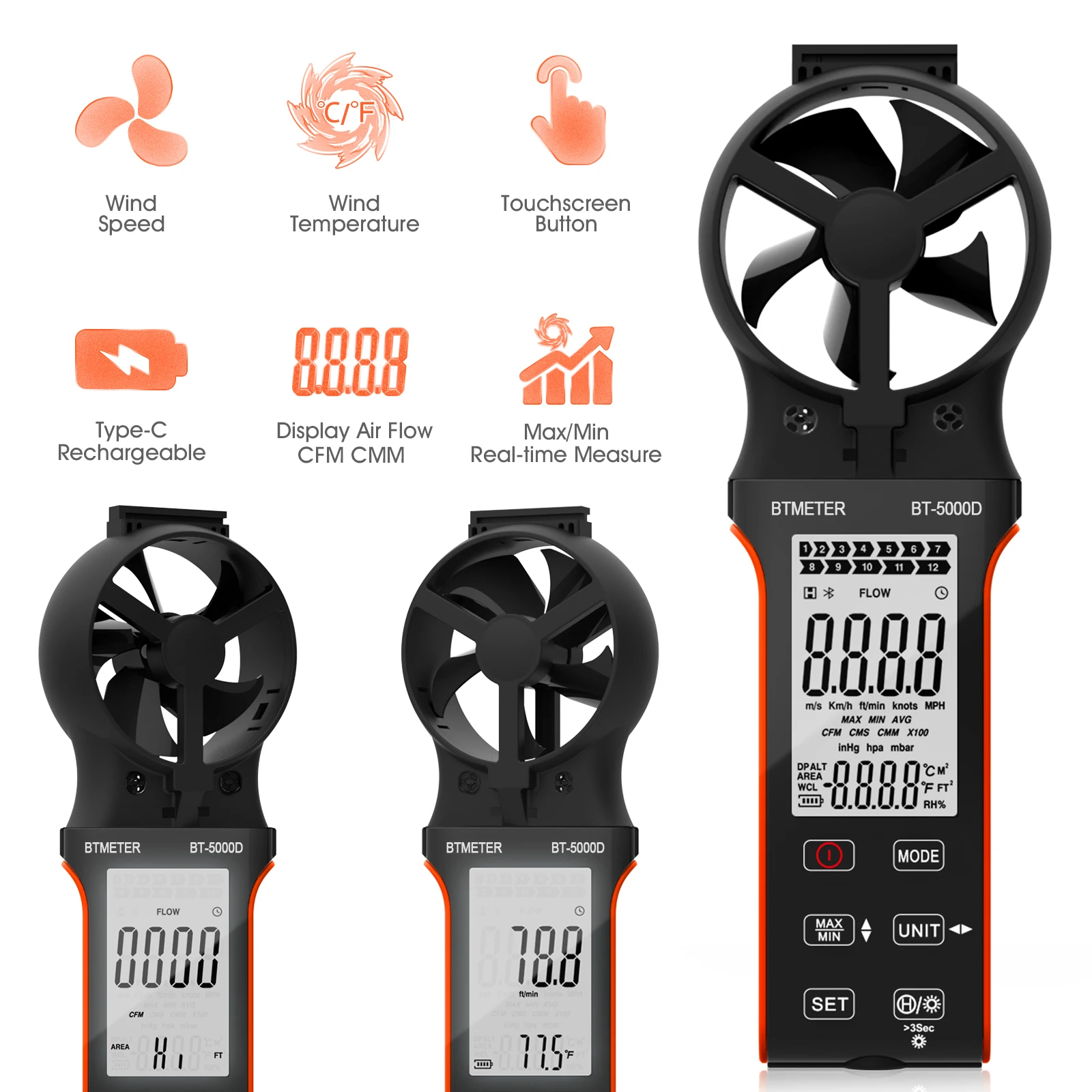 Handheld Digital Anemometer 0.3-40m/s Wind Speed Meter Temperature Tester TYPE‑C Rechargeable Waterproof Backlight HVAC Tool
Handheld Digital Anemometer 0.3-40m/s Wind Speed Meter Temperature Tester TYPE‑C Rechargeable Waterproof Backlight HVAC Tool