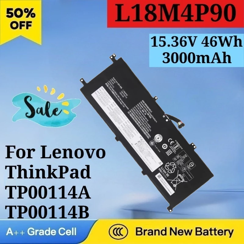 L18M4P90 15.36V 46Wh 3000mAh Laptop Battery for Lenovo ThinkPad TP00114A TP00114B TP00114C L18D4P90 L18M4P90 02DL030 SB10T83119
L18M4P90 15.36V 46Wh 3000mAh Laptop Battery for Lenovo ThinkPad TP00114A TP00114B TP00114C L18D4P90 L18M4P90 02DL030 SB10T83119