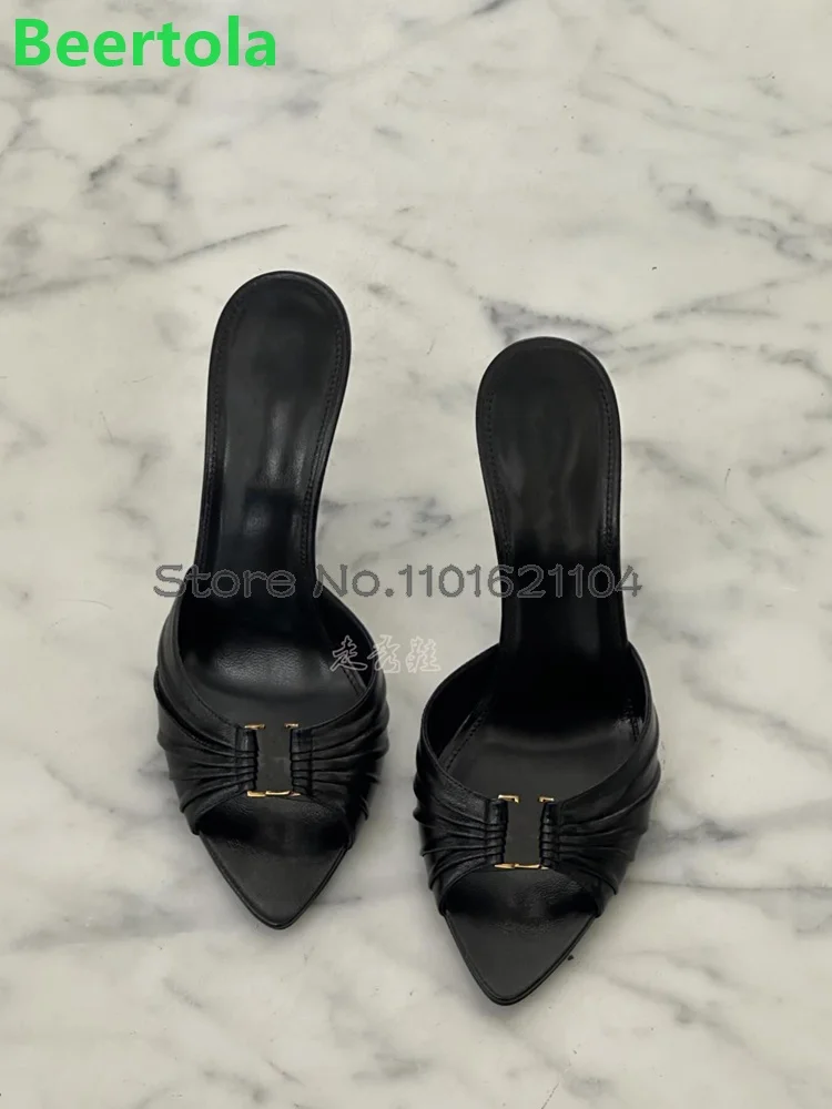 Black Pointed Toe Luxury Slippers For Female Women 2024 New Thin High Heel Metal Hollow Outside Sexy Fashion Summer Elegant Shoe
Black Pointed Toe Luxury Slippers For Female Women 2024 New Thin High Heel Metal Hollow Outside Sexy Fashion Summer Elegant Shoe