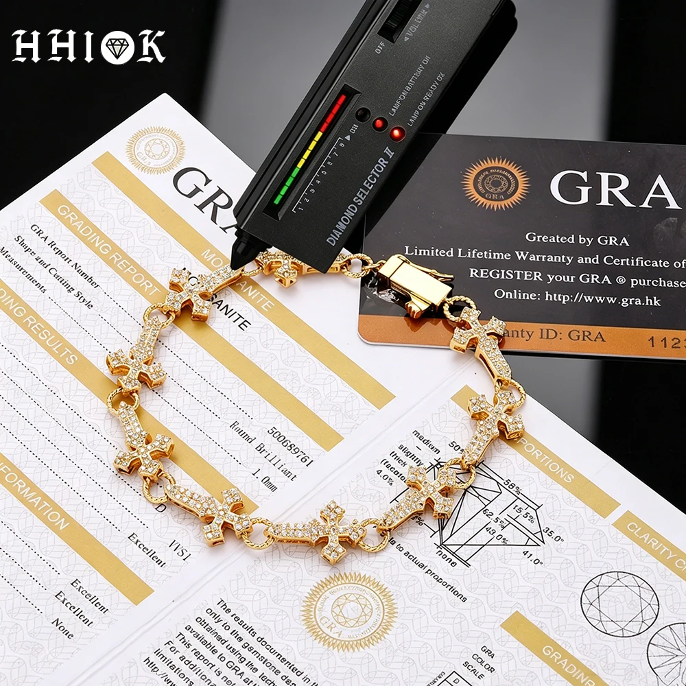 HHIOK 12mm Iced Out Cross Moissanite Bracelet Copper Gold Plated VVS1 Lab Diamond Tennis Chain Bracelet Hip Hop Jewelry Gifts
HHIOK 12mm Iced Out Cross Moissanite Bracelet Copper Gold Plated VVS1 Lab Diamond Tennis Chain Bracelet Hip Hop Jewelry Gifts