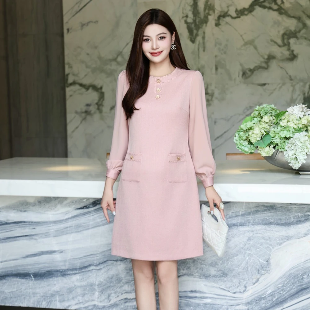 ZJYT Новое модное женское осеннее платье с длинным рукавом 2025, дизайнерское однотонное повседневное платье с круглым вырезом длиной до колена, розовое, синее, Vestidos, женское
ZJYT Новое модное женское осеннее платье с длинным рукавом 2025, дизайнерское однотонное повседневное платье с круглым вырезом длиной до колена, розовое, синее, Vestidos, женское