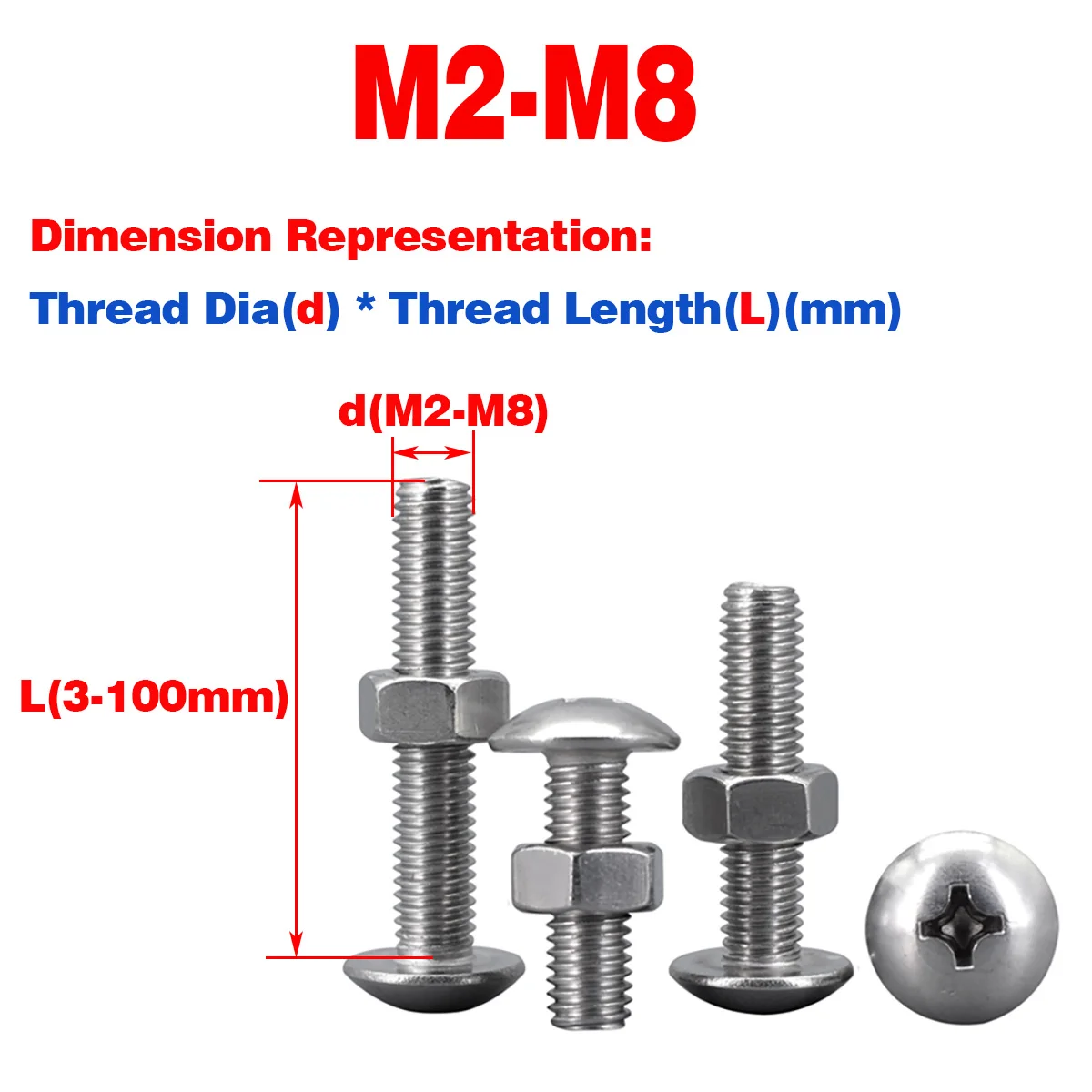 304 SS Large Flat Head / Button Head / Pan Head Phillips Screw Nut Combination
304 SS Large Flat Head / Button Head / Pan Head Phillips Screw Nut Combination