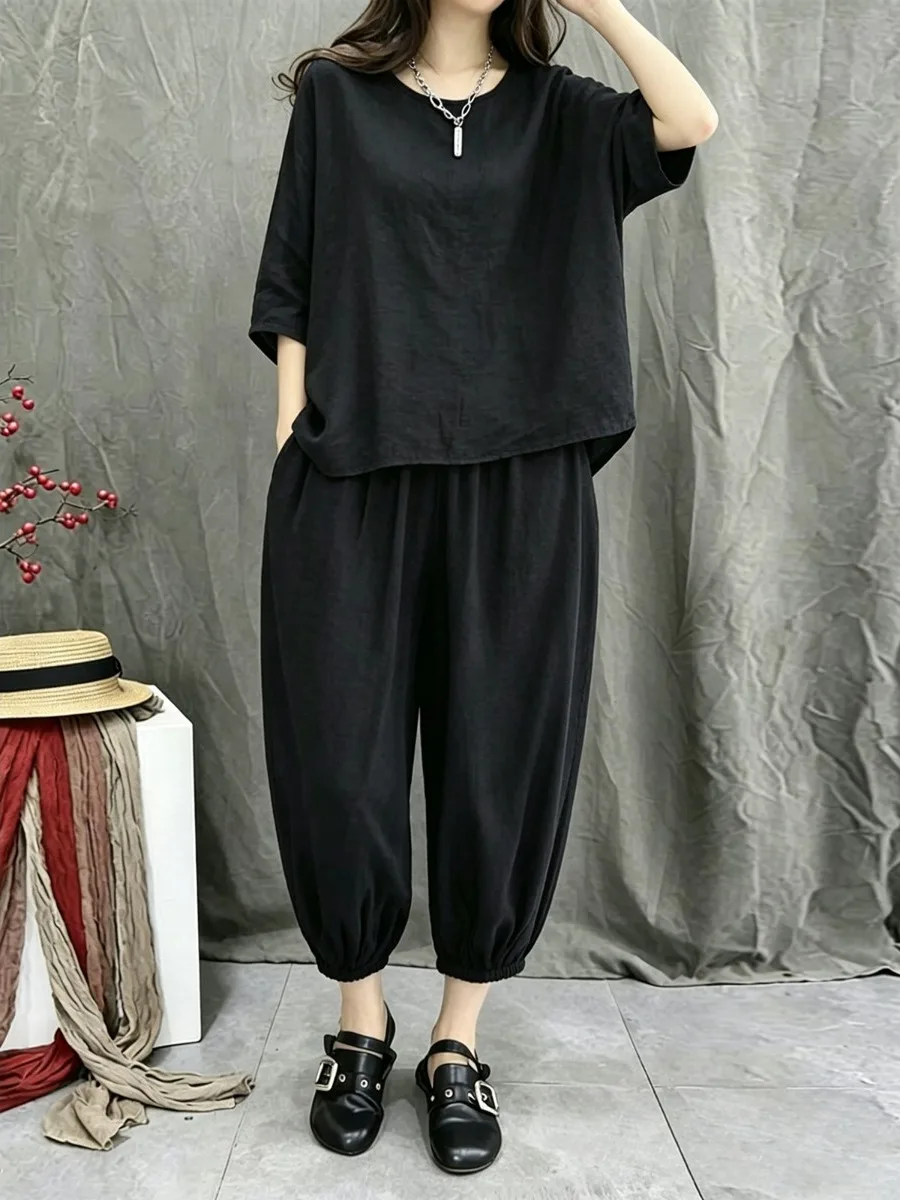 Fashionable Loose round Neck Women's Set Summer Casual Pants Two-Piece Suit Comfortable Breathable Lightweight T-Shirt
Fashionable Loose round Neck Women's Set Summer Casual Pants Two-Piece Suit Comfortable Breathable Lightweight T-Shirt