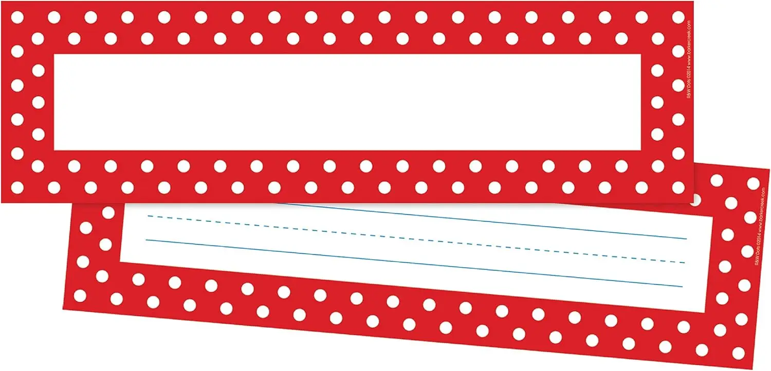 Double-Sided Desk Nameplates & Bulletin Board Signs, Red & White Dots, 3.5x12 Inches, Pack of 36 for Classroom Organization
Double-Sided Desk Nameplates & Bulletin Board Signs, Red & White Dots, 3.5x12 Inches, Pack of 36 for Classroom Organization