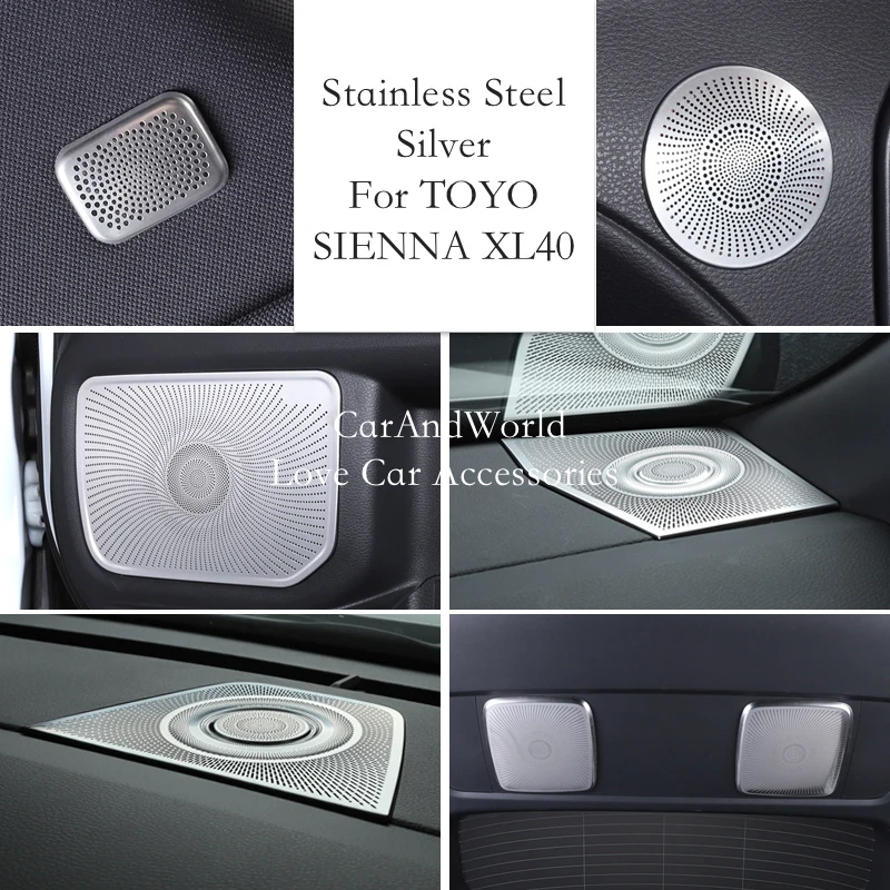 Stainless Steel Car Door Dashboard Audio Roof Speaker Loudspeaker Frame Cover Trims For Toyota Sienna XL40 2021-2023 Accessories
Stainless Steel Car Door Dashboard Audio Roof Speaker Loudspeaker Frame Cover Trims For Toyota Sienna XL40 2021-2023 Accessories