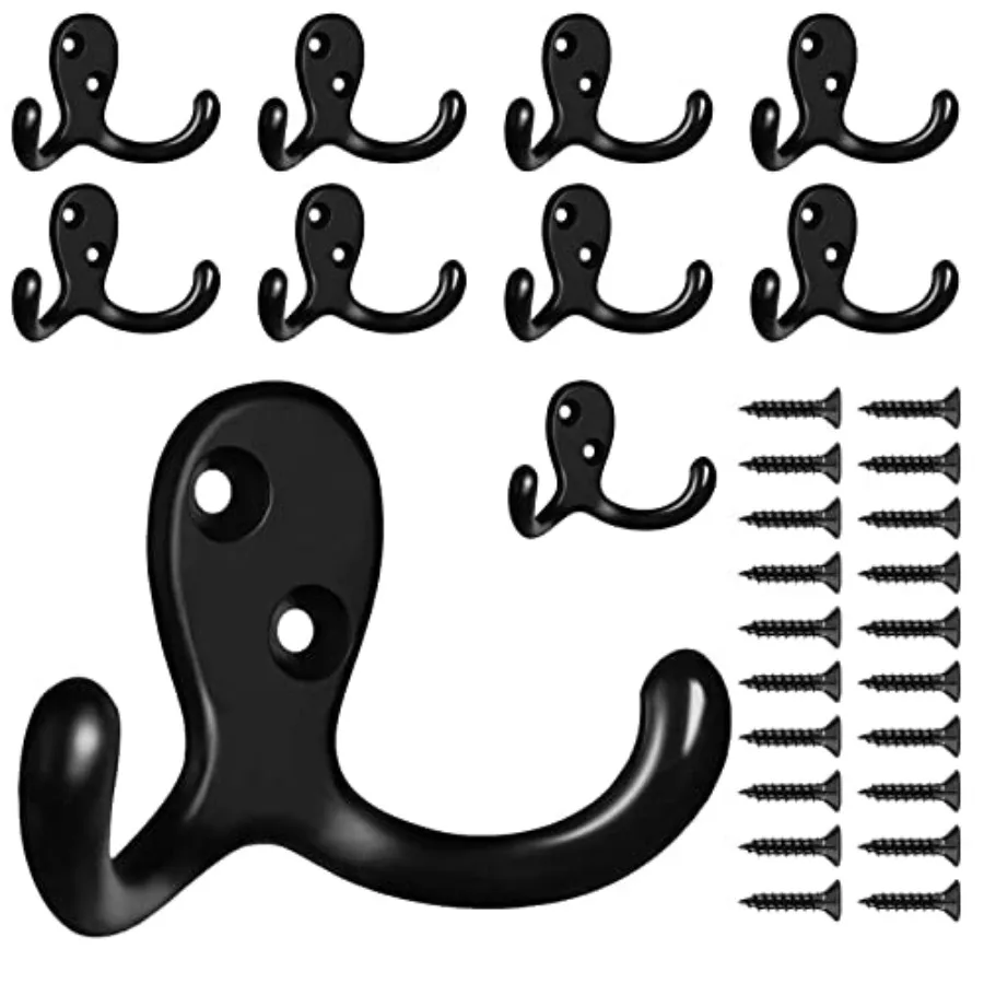 10 Pack Coat Hooks Wall Hooks for Hanging, Heavy Duty Double Prong Metal Hook Wall Mounted for Living Room, Bathroom, Kitchen,
10 Pack Coat Hooks Wall Hooks for Hanging, Heavy Duty Double Prong Metal Hook Wall Mounted for Living Room, Bathroom, Kitchen,
