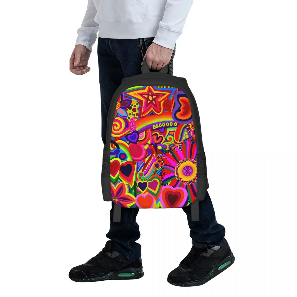 Psychedelic Pop Art Hearts Flowers And Rainbow Student Backpack School Bag Hiking Travel Daypack Fashion Bookbag Shoulder Bags
Psychedelic Pop Art Hearts Flowers And Rainbow Student Backpack School Bag Hiking Travel Daypack Fashion Bookbag Shoulder Bags